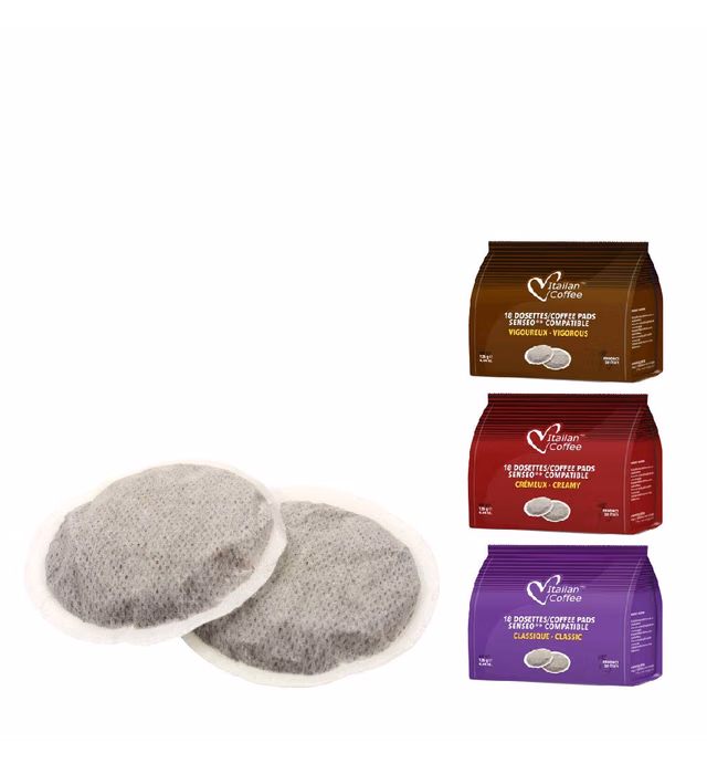 Italian Coffee pads compatible with Senseo machines (3 Flavors mix, 54 pads)