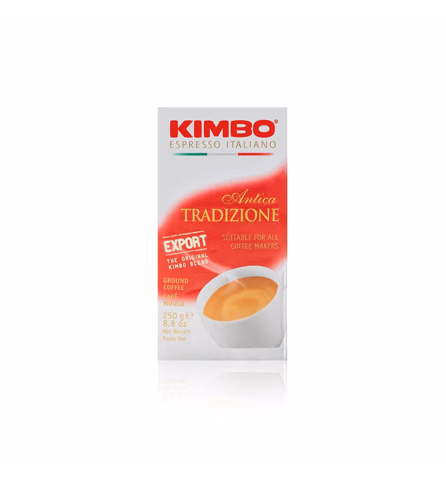 Kimbo Antica Tradizione Ground Coffee - Blended and Roasted in Italy - Extra Dark Roast with a Neapolitan Tradition of Mellow Flavor - 8.8 oz Brick