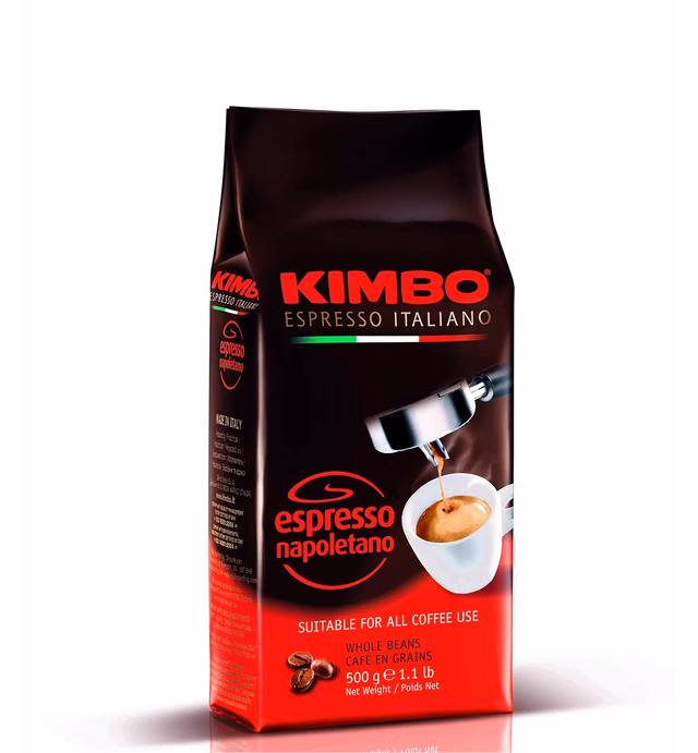 Kimbo Espresso Napoli Whole Bean Coffee - Blended and Roasted in Italy - A Dark Roast with Intense and Long Lasting Flavors - 17.6 oz (1.1lb) Bag