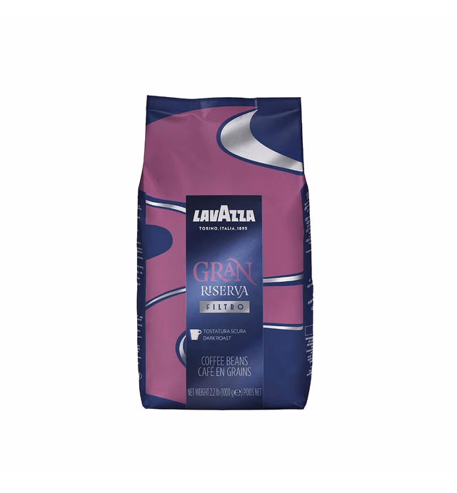 Lavazza Gran Riserva Filtro Whole Bean Coffee Dark Roast 2.2LB Bag ,100% Natural Arabica, Authentic Italian, Blended and roasted in Italy, Cocoa and Caramel aromatic notes