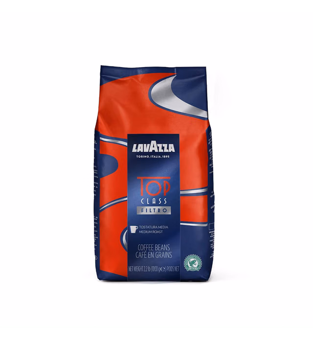 Lavazza Top Class Filtro Whole Bean Coffee Medium Roast 2.2LB Bag ,100% Natural Arabica, Authentic Italian, Blended and roasted in Italy, Milk chocolate and roasted hazelnut aromatic notes