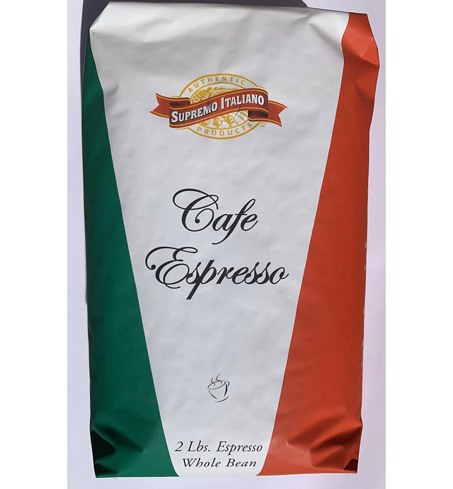 Supremo Italiano Cafe Expresso Whole Bean Coffee Cafe Gourmet Coffee Classic Italian Espresso 2 Lb