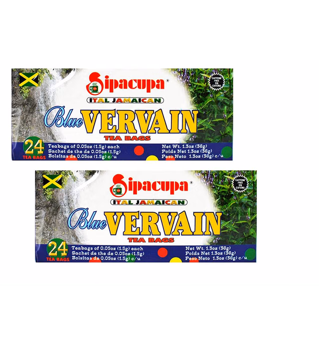 Sipacupa Blue Vervain Tea - Pack of 2 - 24 bags each - 48 bags total - 100% Jamaican Product