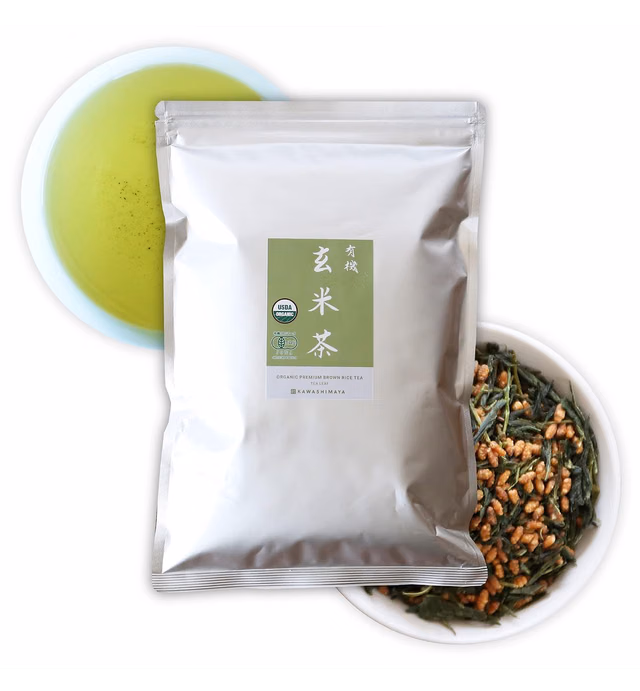 Kawashimaya Organic Genmaicha, Green Tea with Roasted Brown Rice, Loose Leaf, Made in Japan 12.7 oz (360g)