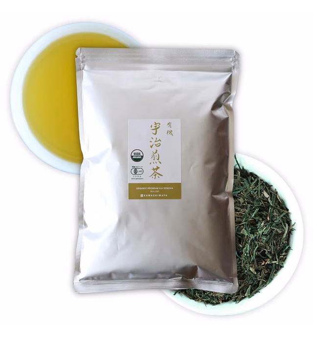 Organic Sencha Green Tea Loose Leaf, Japanese Tea from Uji, Kyoto 15.9oz (450g) - USDA & JAS Certified, Radiation Free, Made in Japan by Kawashimaya