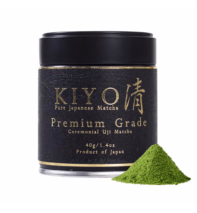 Kiyo Matcha Premium Grade Ceremonial Uji Matcha - Pure Japanese First Harvest Ceremonial Grade Matcha Green Tea Powder from Uji, Japan (40g/1.4oz)