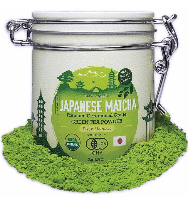 Matcha Organics - Premium Ceremonial Grade Matcha Green Tea Powder - Authentic 1st Harvest Japanese Green Tea - USDA & JAS Organic - Perfect for Ceremonial Matcha Latte Powder, Smoothies & Baking, Zero Sugar 30g Tin 1.06oz