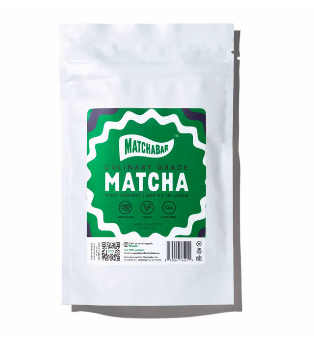MATCHABAR Matcha Green Tea Powder | Harvested in Japan | Premium Culinary Grade Matcha Powder | Cafe Quality | First Harvest | Blended for Matcha Lattes, Smoothies, and Baking 100g Bag (3.5 oz)