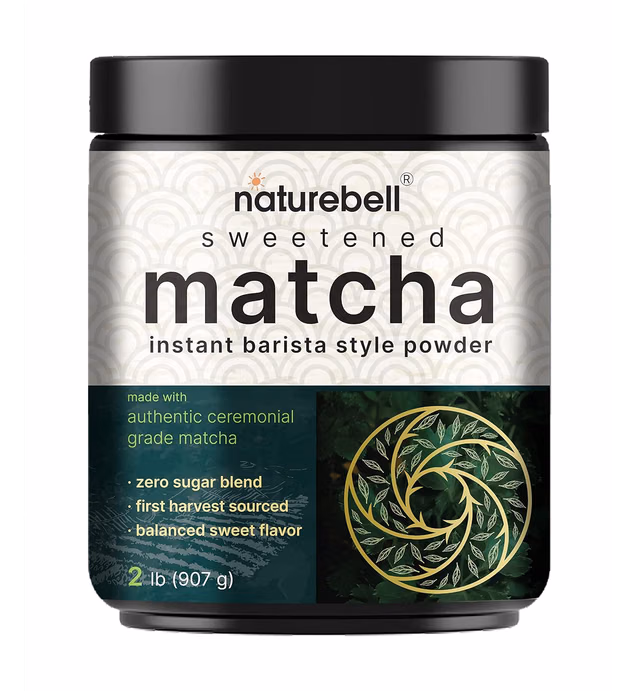 Matcha Latte Powder | Sweet Matcha Green Tea Powder, Sugar Free, 2 Pounds - Authentic Ceremonial Grade - Early Harvest, Vegan | Keto Friendly, Instant Barista Style