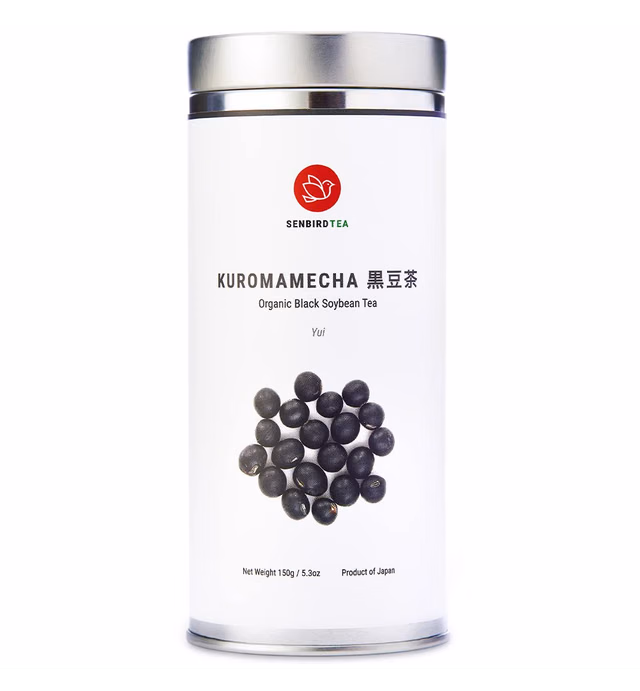 Senbird Organic Kuromamecha - Japanese Black Soybean Tea - From Hokkaido, Japan - Loose Leaf Kuromame Tea in Airtight Tea Tin (5.3oz/150g)
