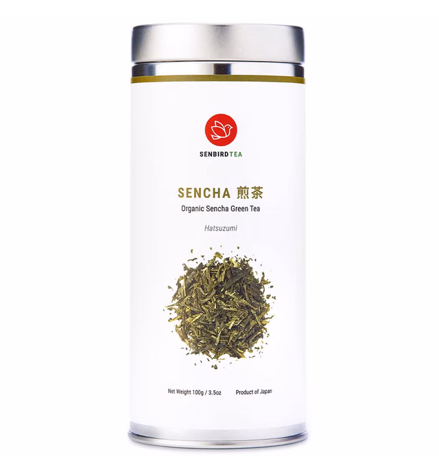 Senbird Organic Sencha - Japanese Green Tea - From Shizuoka, Japan - Loose Leaf Tea In Airtight Tea Tin (3.5oz/100g)