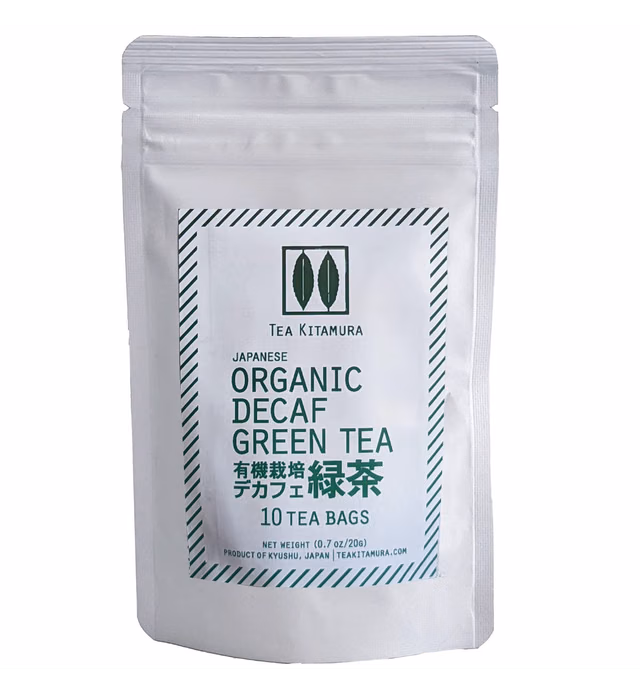 Organic Japanese Decaffeinated Green Tea (デカフェ緑茶) 10 Tea Bags Hand Crafted in Small Batch by Tea Kitamura Made in Japan