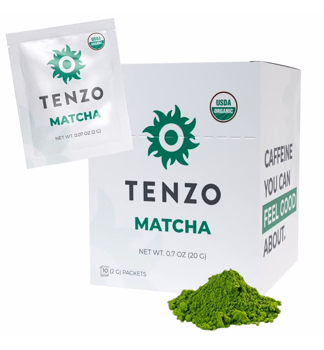 Tenzo Single Serve Matcha Green Tea Powder - Matcha Powder Single Serve Sticks - Organic Matcha Green Tea Powder Ceremonial Grade - Authentic Matcha Latte Powder Supports Radiant Skin (10 Count)