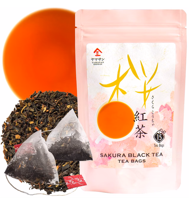 Sakura Japanese Loose Leaf Black Tea Bag 3g×15bags,Cherry Blossom Flavored Tea, Blended with cherry leaves 【YAMASAN】