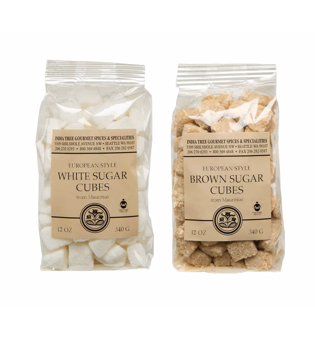 Sugar Cubes for Cocktails, Coffee, and Tea. European Brown and White Sugar Lumps (12 Ounce Packet). Also comes with Tong.