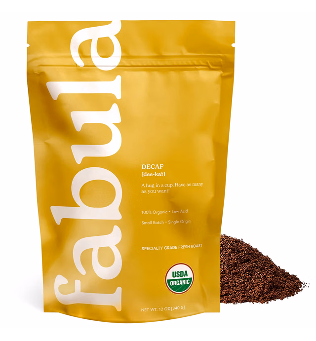Fabula Coffee Decaf Dark Roast Freshly Grounded - Organic - Low Acid - Single Origin - Non-GMO - Mold Free - 12 Ounces
