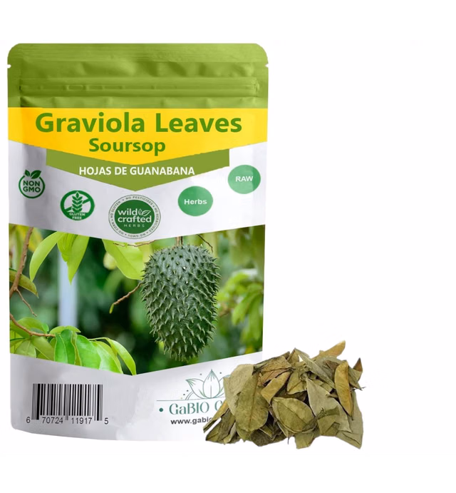 Gabio Green -Graviola leaves, Soursop tea (1.8 oz/52 Gr) Hojas de guanabana, tea Soursop, Soursop Herbal loose Leaves, Resealable Bag, Dried Herbs, Non- Gmo, Gluten free. (1.8 Ounce)