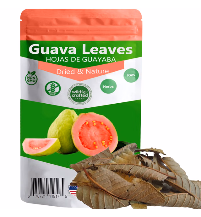 Gabio Green-Dried whole Guava leaves, (2oz) 35 to 60 leaves, Non-GMO, Gluten Free Guava loose leaf Tea Herbal leaves, (2 oz) 35 a 60 Hojas de guayaba.
