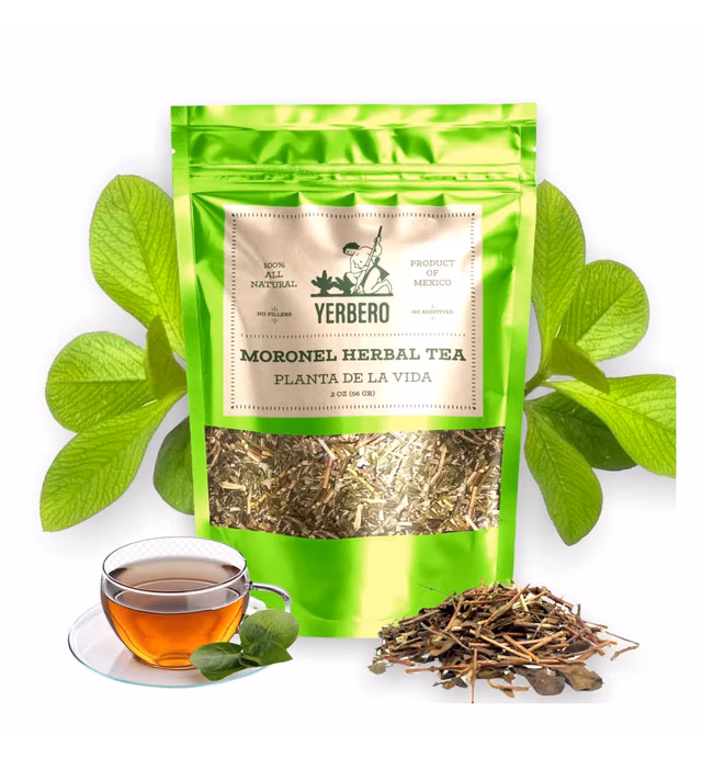 Yerbero - Moronel Herbal Tea (Synadenium Grantii) Stand Alone Resealable Bag, Crafted By Nature100% All Natural Delicious Fresh Tea | From Ensenada Mexico (2oz)