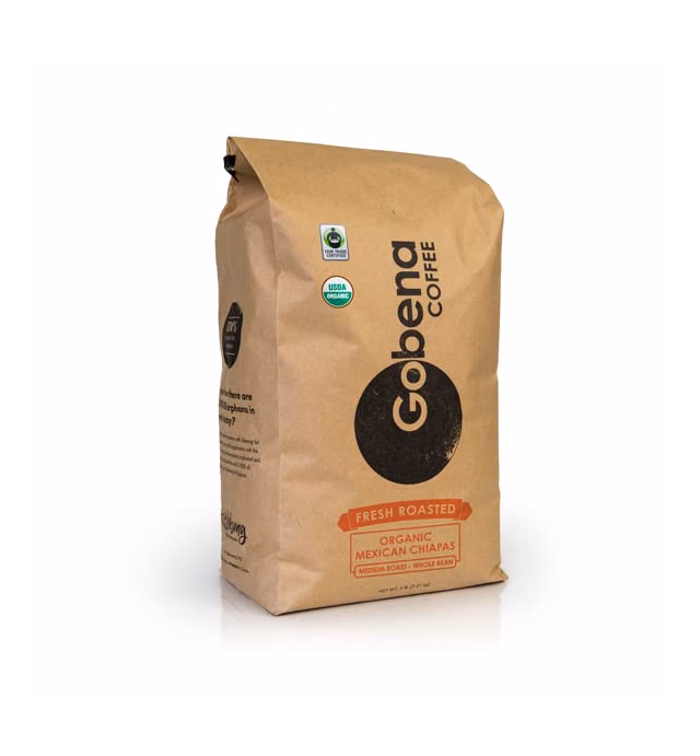 5lb Fair Trade Organic Certified Mexican Chiapas Whole Bean Coffee Medium Roast, 100% Arabica Specialty Coffee, 80 ounces, 5 pounds, Bulk Coffee