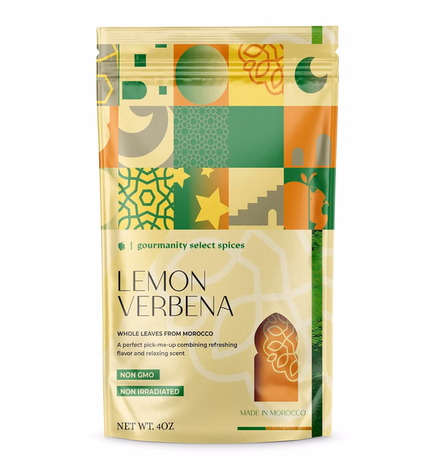 Gourmanity Select Lemon Verbena Leaves 4oz | Loose-Leaf Lemon Verbena Tea | Dried Lemon Verbena Plant from Morocco | Whole Lemon Verbena Leaves for Cedron Tea [4oz Bag]