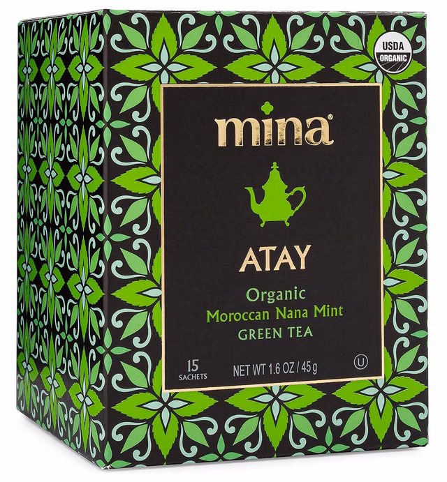 Mina Atay, Organic Moroccan Nana Mint Green Tea, 15 Biodegradable Sachets