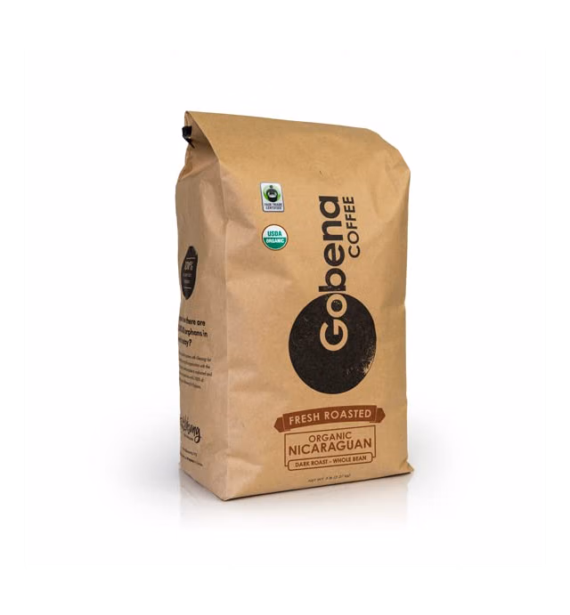 5lb Fair Trade Organic Certified Nicaraguan Whole Bean Dark Roast Coffee, 100% Arabica Specialty Coffee, 80 ounces, 5 pounds, Bulk Coffee