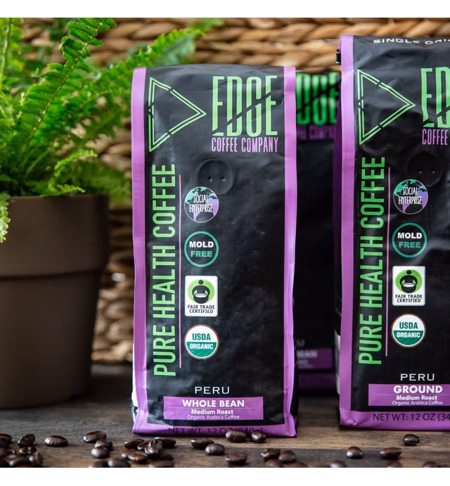 Mold Free Pure Health Coffee - Organic Fair Trade Specialty Grade Low Acid Clean Coffee 12oz (Whole Bean)