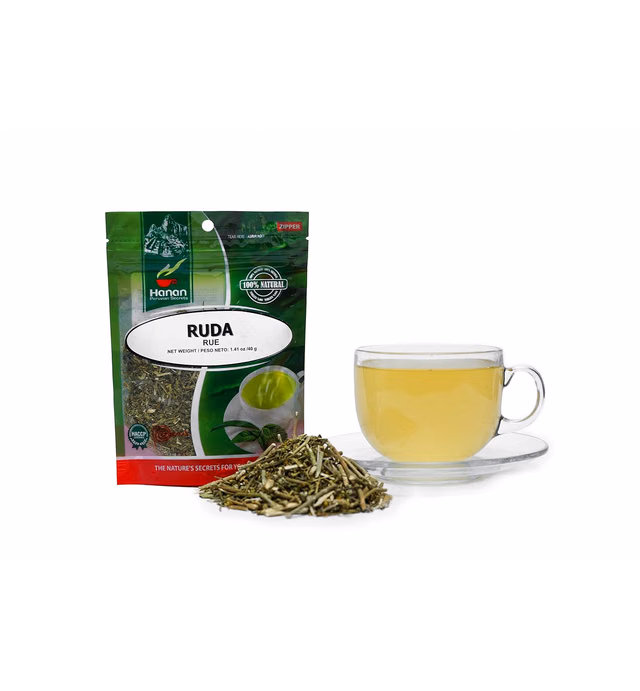 Hanan Peruvian Secrets Ruda | 100% Natural Rue Leaves/Stalks | 1.41oz / 40g |Natural Calmative and Digestive Aid|Culinary Uses|Helps Relaxation in Yoga & Meditation