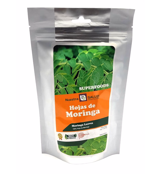 Nuestra Salud Dried Moringa Leaves - (35gr /1.2oz) - All Natural Moringa Tea in a Zip Lock Bag - Rich in Antioxidants, Vitamins, and Minerals - Herbal Tea
