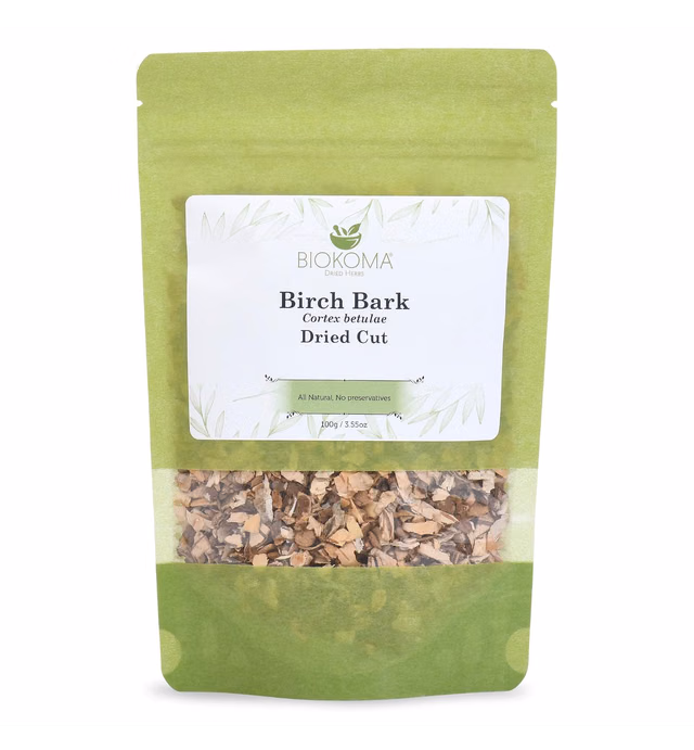 Pure and Natural Biokoma Birch Bark Dried Cut 100g (3.55oz) In Resealable Moisture Proof Pouch