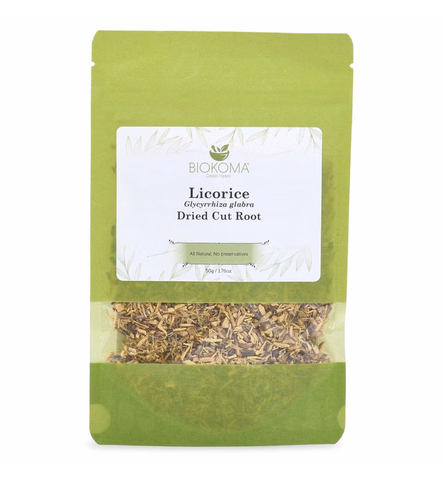 Pure and Natural Biokoma Licorice Dried Cut Root 50g (1.76oz) In Resealable Moisture Proof Pouch