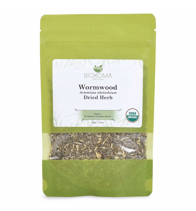 Pure and Organic Biokoma Wormwood Dried Herb 50g (1.76oz) In Resealable Moisture Proof Pouch