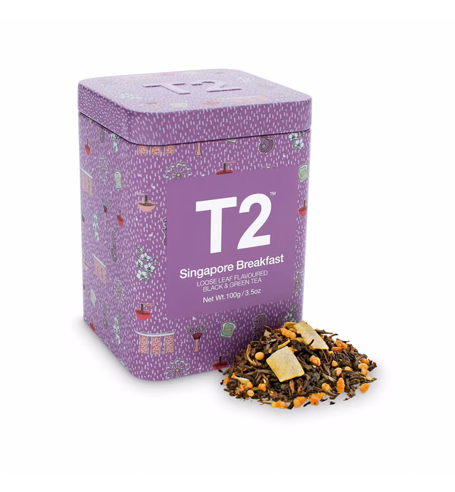 T2 Tea Singapore Breakfast Black Tea, Loose Leaf Black Tea In Limited Edition Tin, 3.5 Ounce