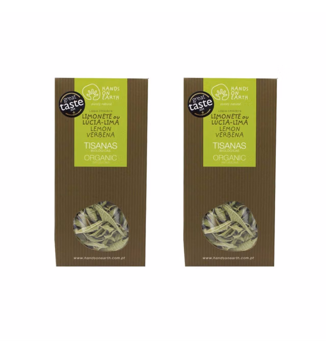 Hands on Earth Organic Lemon Verbena Tea 2x10g (0.35 oz) / Loose Leaves/Serves 48 Cups (Pack of 2)