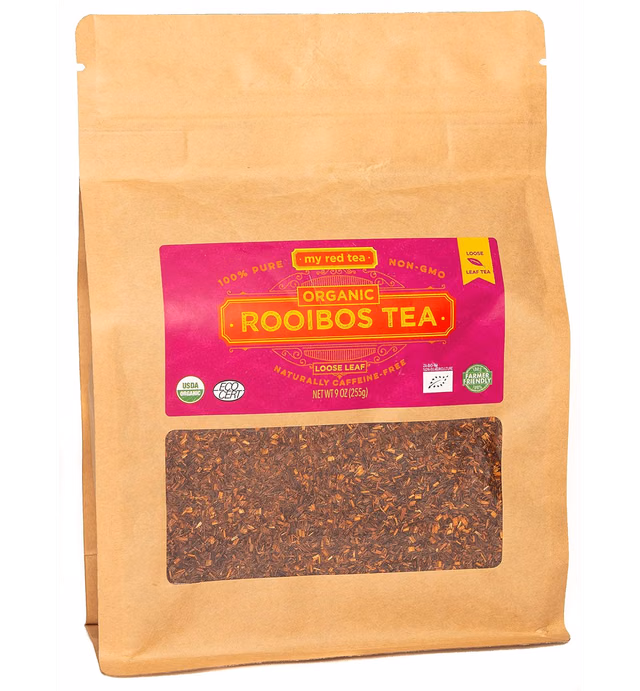 Rooibos Tea, USDA Certified Organic Tea, MY RED TEA. Tagless South African, 100% Pure, Single Origin, Natural, Farmer Friendly, GMO and Caffeine Free (9oz)