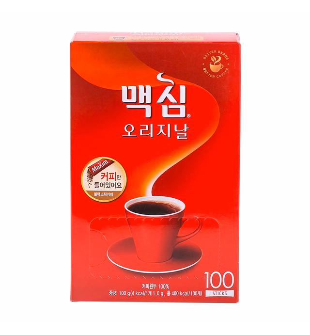 Maxim Original Coffee, Black Coffee, 100 Sticks (1.0g x 100T) (No Sugar & Creamer)