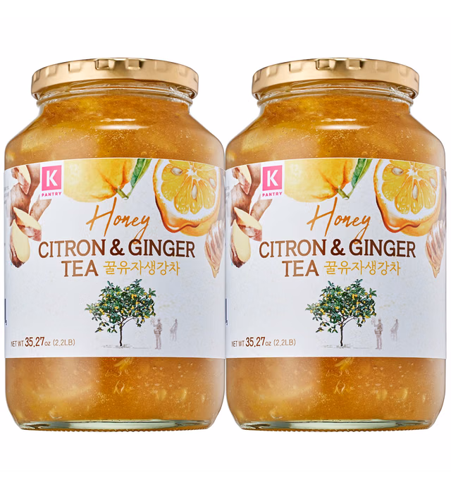KPANTRY Honey Citron & Ginger Tea - Korean Marmalade with Chemical-free and Fresh Yuzu Citron 35.27 oz 2 Pack - Ginger, and Sundry Honey, Citron Ginger Sauce for Salad, Spread, Jam, Honey Tea, Smoothie