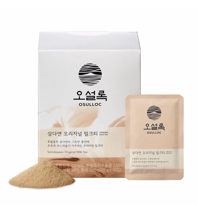 Osulloc Original Milk Tea (0.7oz x 10 Count), Easy Powder type Blended tea, Cafe Style Sweetened Blend