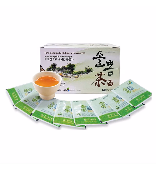 [Uljin Farm] Pine Needles & Mulberry Leaves Tea 0.04oz/1g × 25 Tea Bags (Pack of 1) Eco Wellness K-Food, Korean Herb Leaves