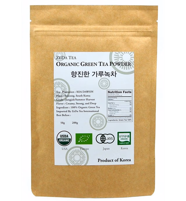 ZEDA Tea - Korean 100% Pure Organic Matcha Green Tea Powder - Deep Flavor, USDA certified - 7 oz / 200 g - Product of Korea