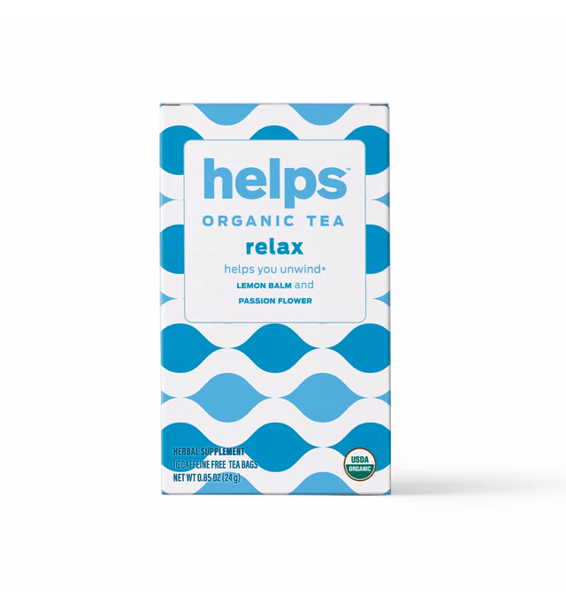 HELPS TEAS | Helps Relax | Relaxing Organic herbal blend of Lemon Balm, Passionflower And Stevia. Fights Anxiety To Rest Better and Helps You Unwind | 16 Tea Bags |