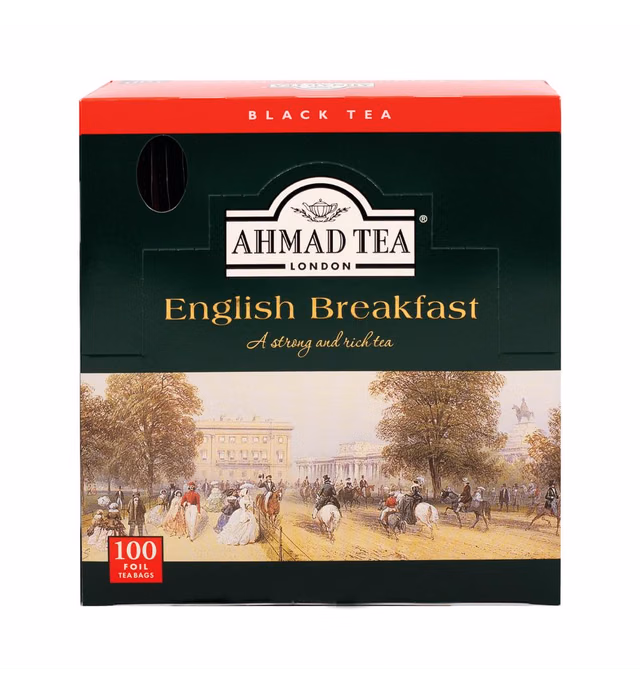 Ahmad Tea Black Tea, English Breakfast Teabags individually wrapped in foil, 100 ct - Caffeinated & Sugar-Free