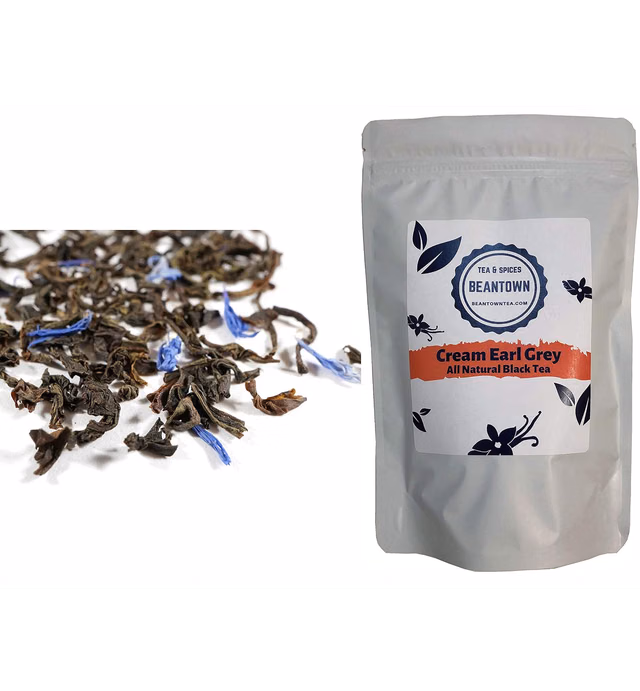 Beantown Tea & Spices - Cream Earl Grey. Premium Loose Leaf Black Tea. 100% Natural. (4 Ounces)