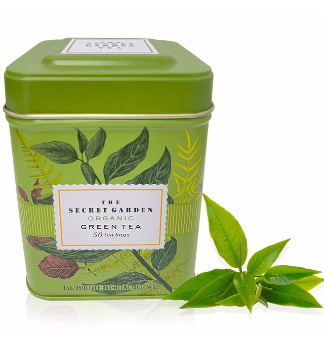 Secret Garden 100% Organic Ceylon Green Tea - 50 Packets - Natural Antioxidant Rich Herbal Leaf Teabags - USDA Certified Organic and Non-GMO - Caffeinated