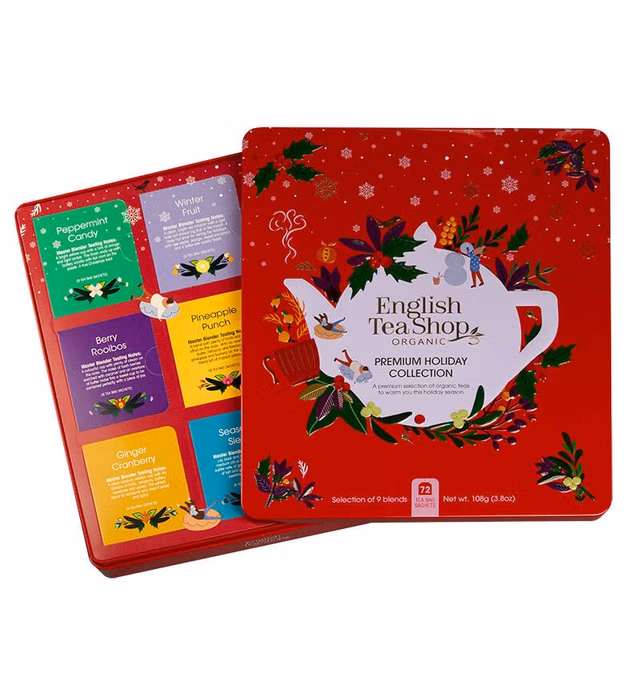 English Tea Shop - Premium Holiday Collection- Red Gift Tin - 72 Tea Bags Sachets, 108g