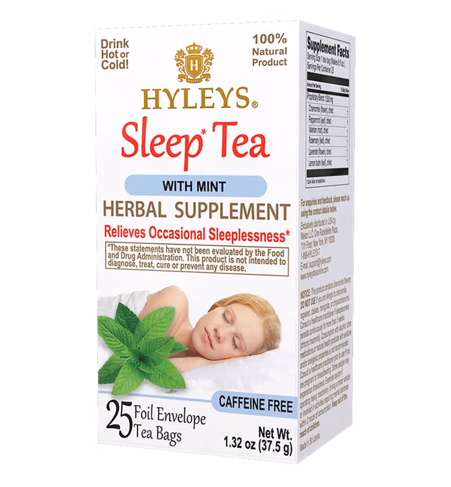HYLEYS Tea Sleep Herbal 25 Bags Pack, Mint, 300 Count, Pack of 12
