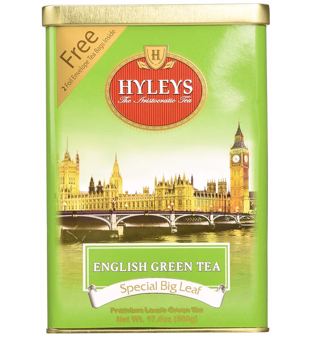 Hyleys English Premium Loose Leaf Green Tea 17.6 Ounce (500g) (GMO Free, Gluten Free, Dairy Free, Sugar Free and 100% Natural)