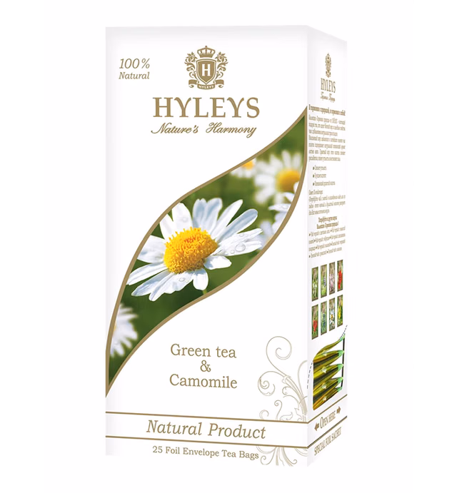 Hyleys Green Tea with Chamomile - 25 Tea Bags (Relax)