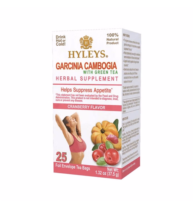 HYLEYS Tea Wellness Garcinia Cambogia Green bags (GMO Free/Gluten Free/Dairy Free/Sugar Free and 100 Natural), Cranberry, 25 Count
